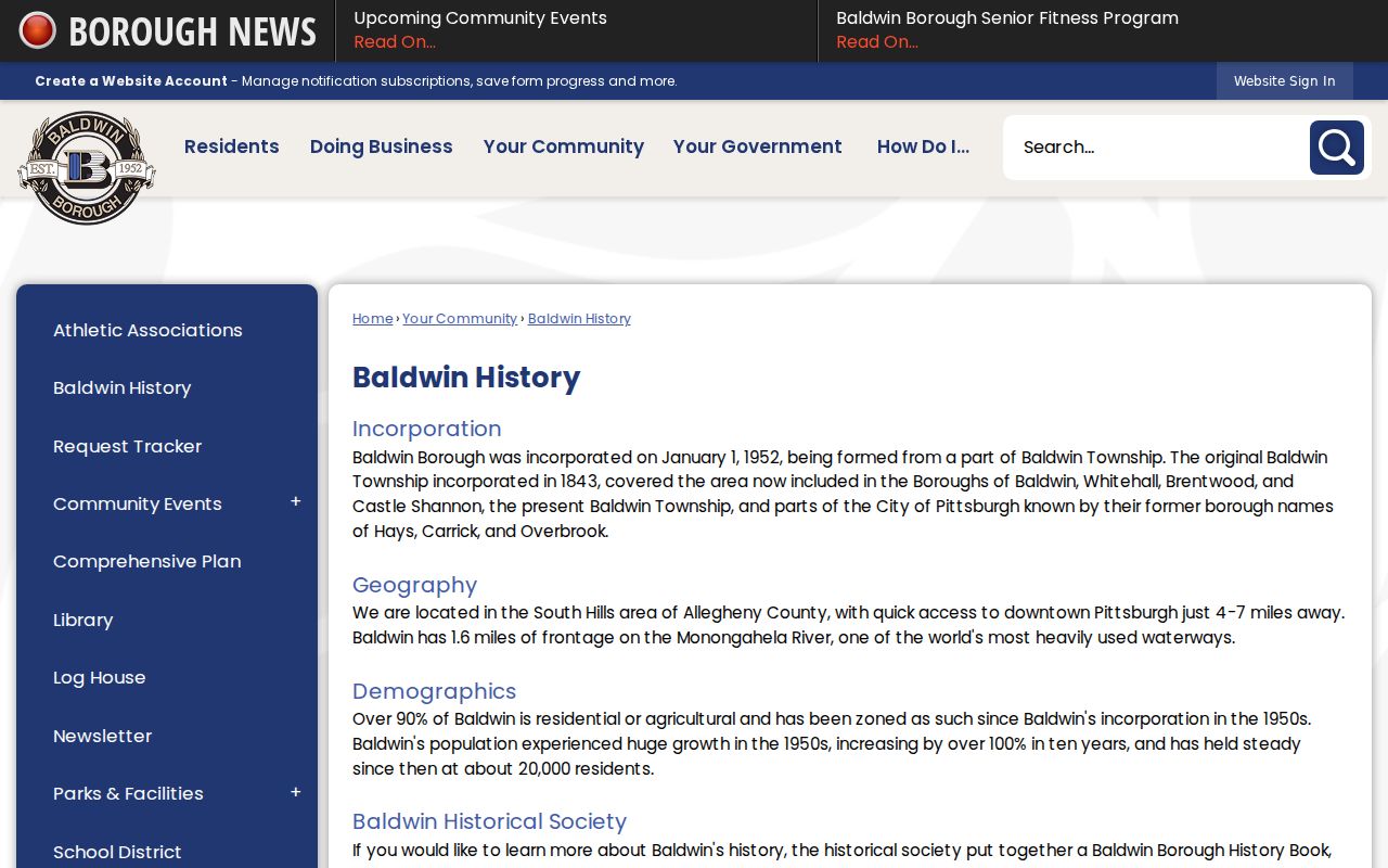Baldwin city directory research with borough history source