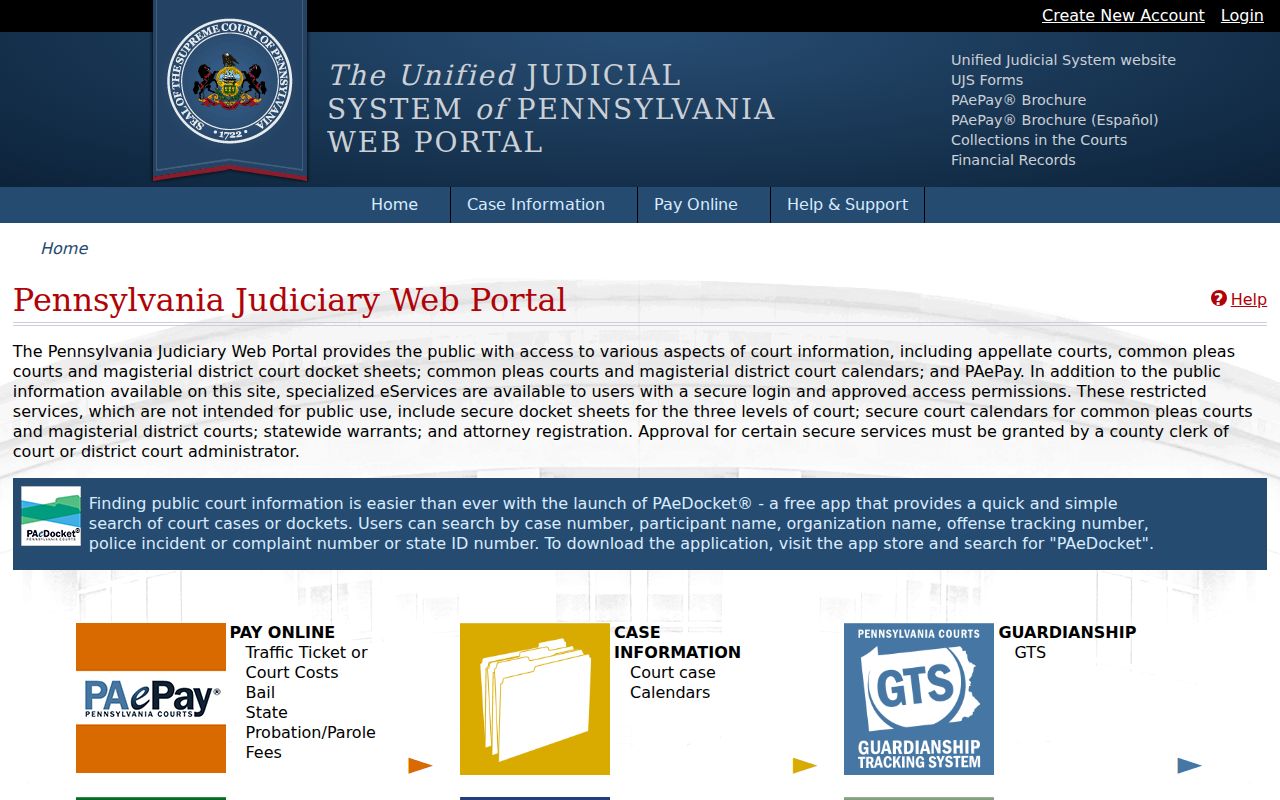 Baldwin residents directory Pennsylvania UJS public docket search