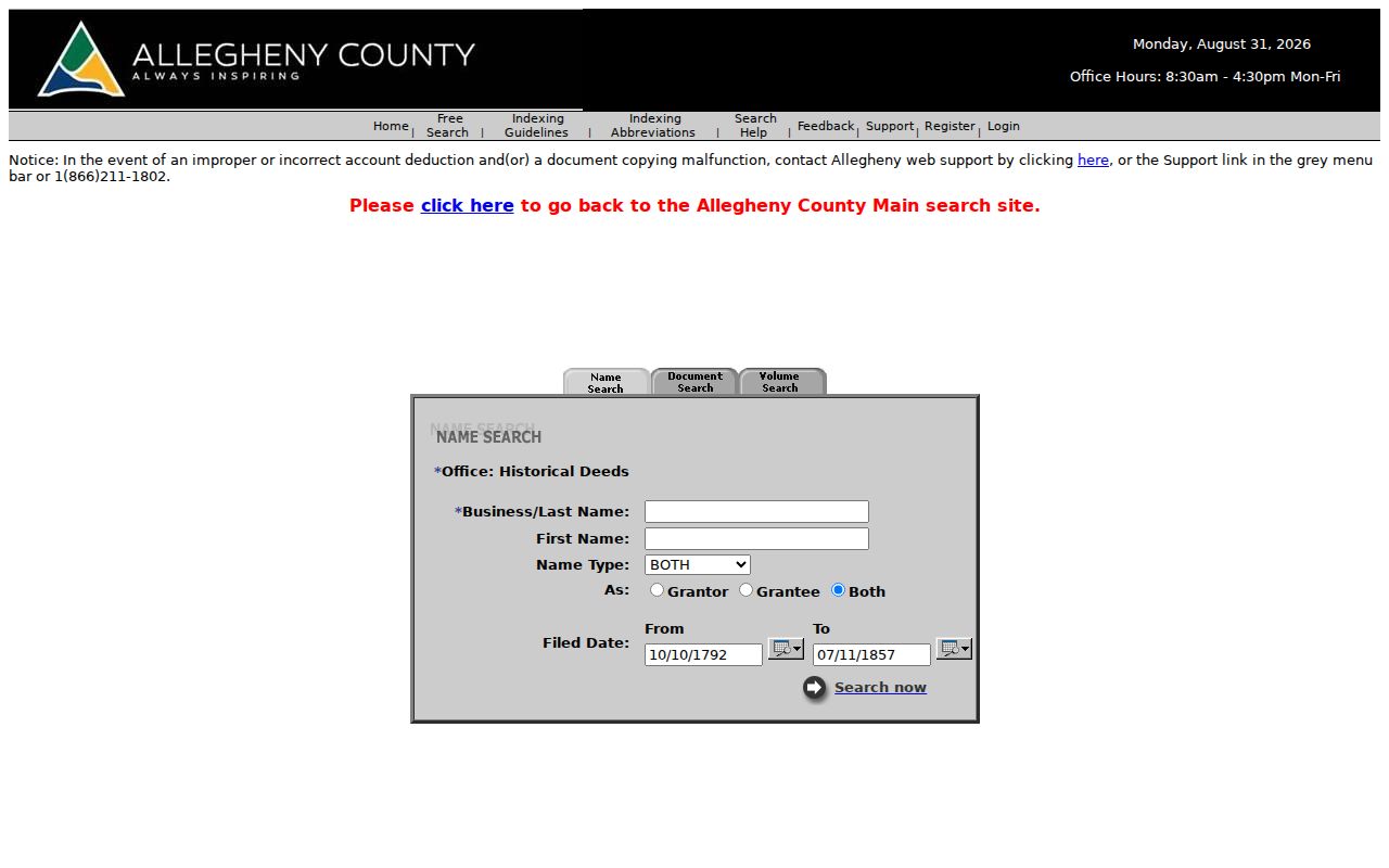 Baldwin previous residents historic Allegheny deed search