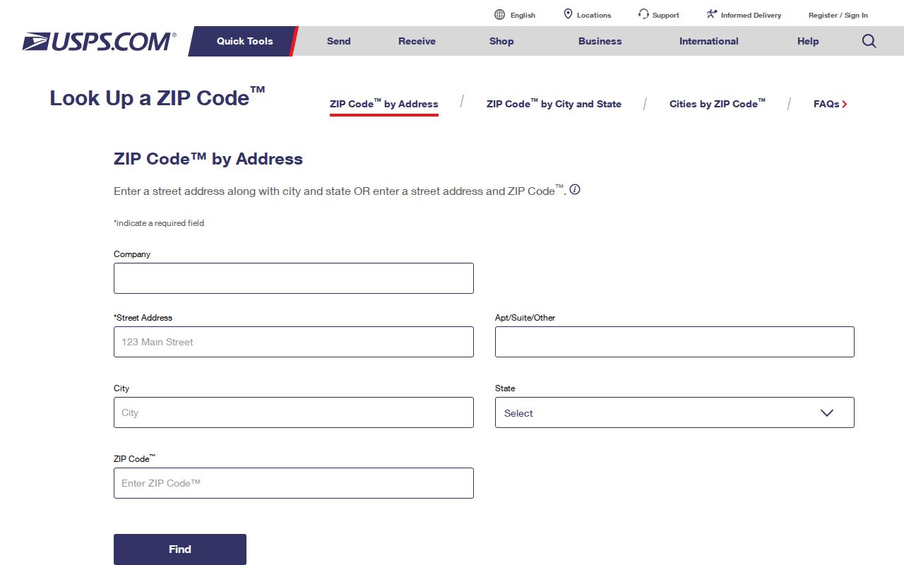 Baldwin ZIP code directory USPS lookup form